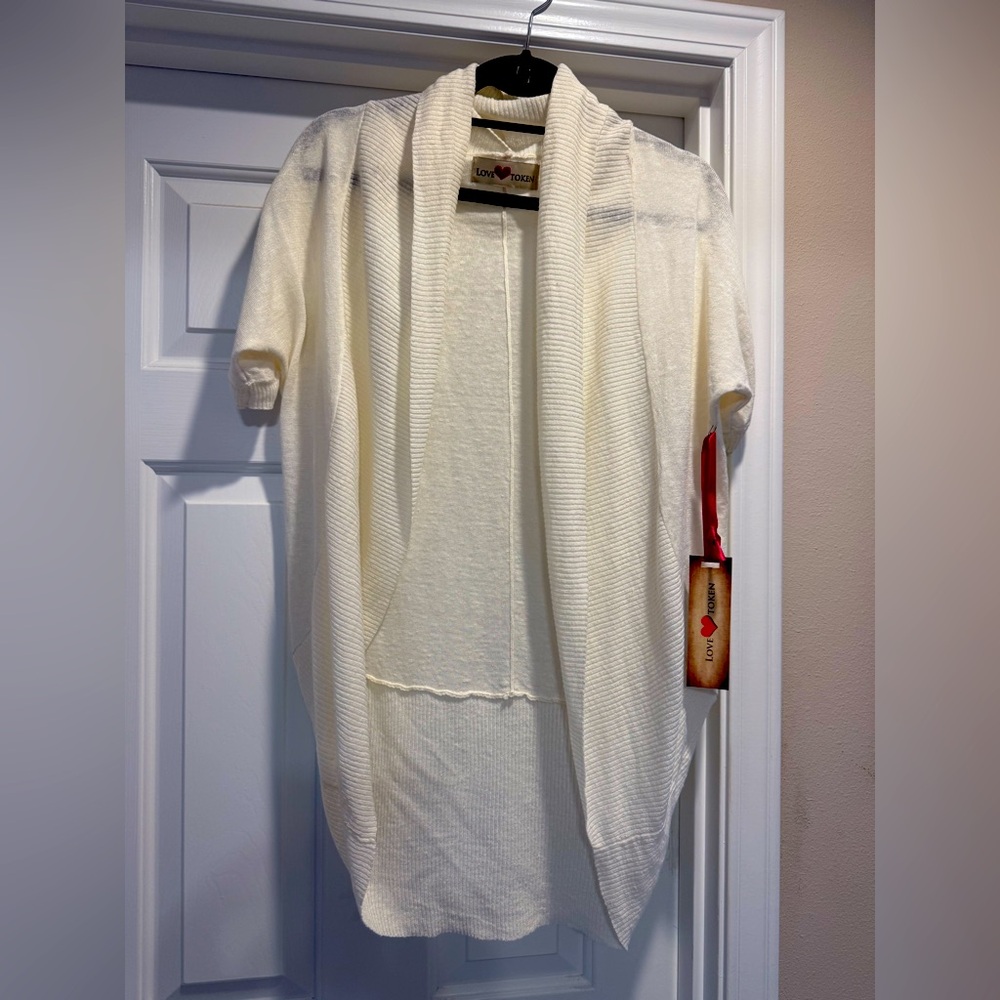 NWT Love Token off white knit cardigan- small